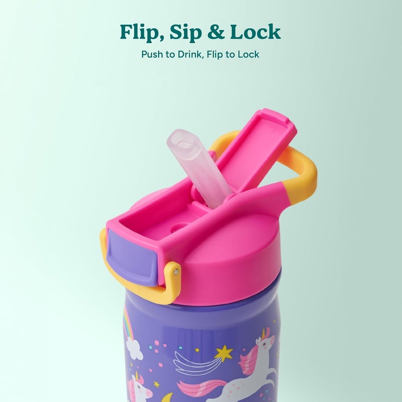 Reduce Hydrate Pro Kids 14oz Stainless Steel Insulated Water Bottle w/Straw – Spill Proof Tumbler for Kids – 30 Hour Cold Retention – Dishwasher Safe Leak-Proof Design - Unicorn Magic - Image 4